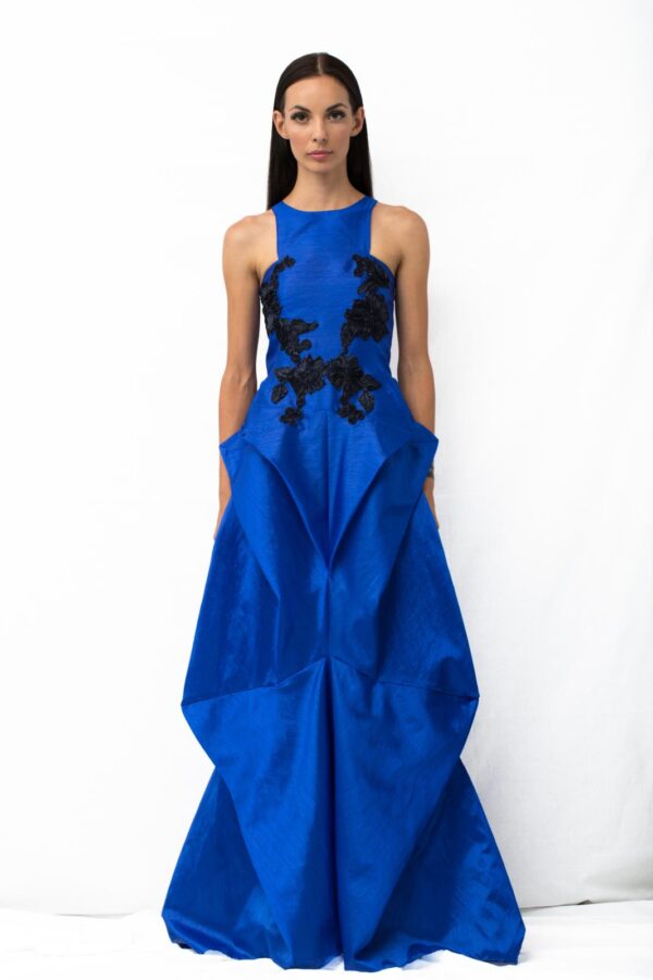 origami long blue dress