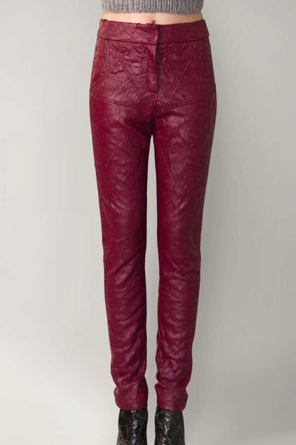 cut out eco leather pants