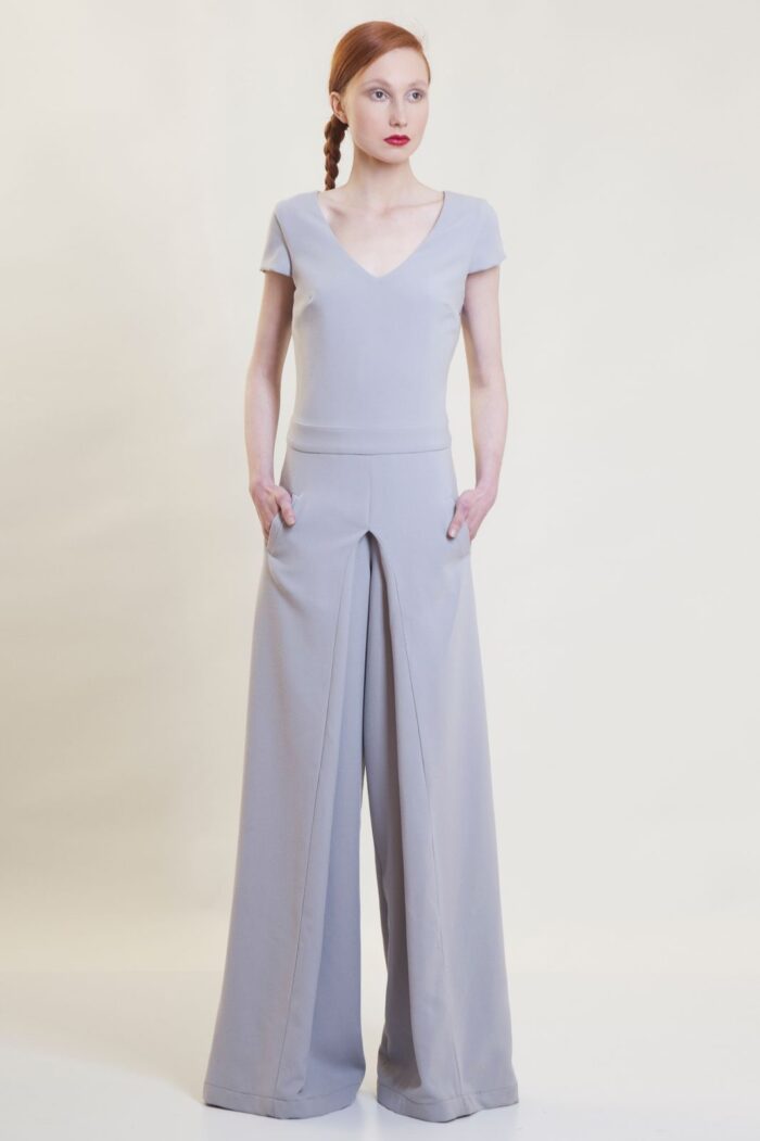 front pleated jumpsuit