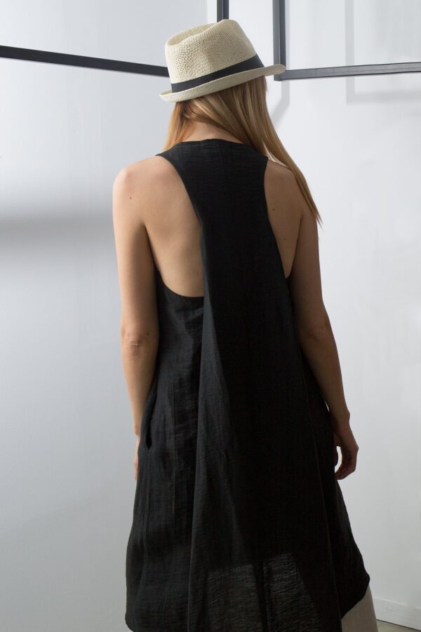 pleated back dress